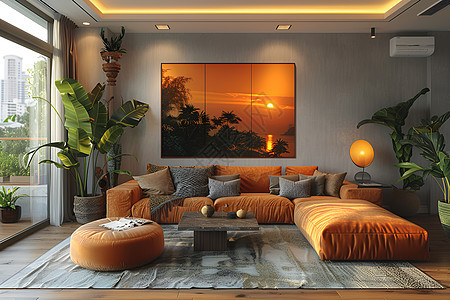 现代客厅的沙发背景图片