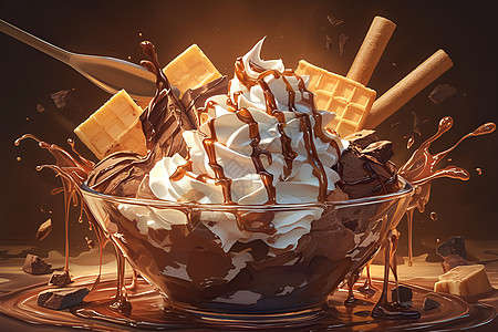 绚丽的巧克力冰淇淋图片