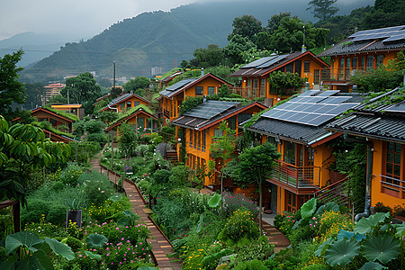 绿色可持续的房顶太阳能图片