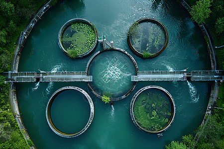 污水处理厂的水池高清图片