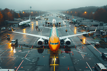 机场停机坪上的飞机图片