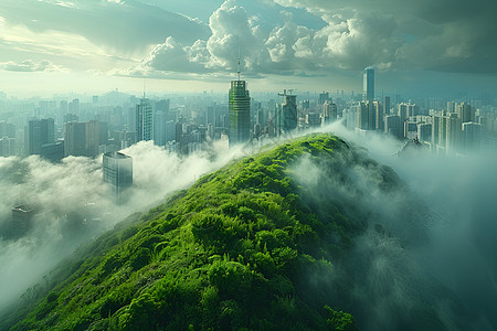 墨绿的都市背景图片