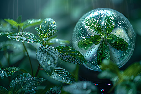 绿叶水珠翠绿的绿叶背景