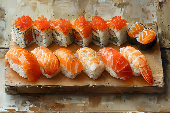 一盘美味的寿司图片
