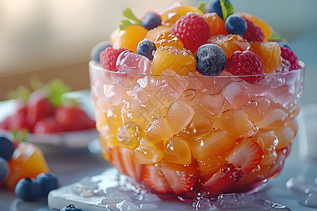 冰块水果美味的冰沙背景