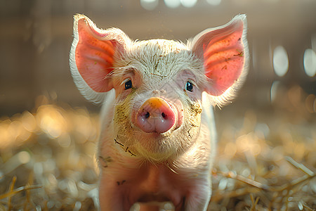 粉色耳朵的小猪图片