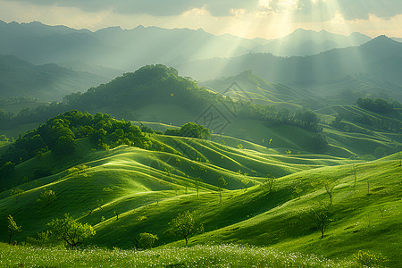 山坡上有一片山图片