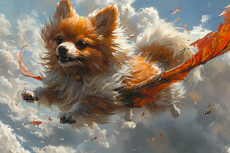 翱翔云端的小狗图片