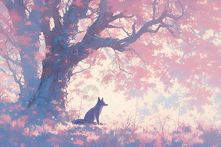 桃树下的狐狸图片