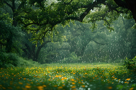 雨中的田野图片