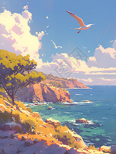 海岸上的海鸥图片