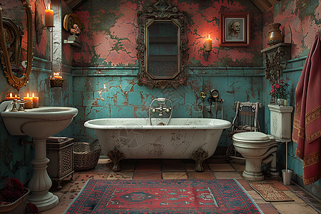 复古的浴室图片