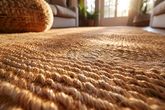 编织的麻绳地毯图片
