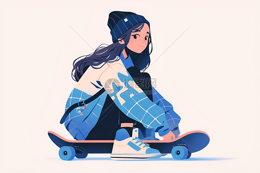 青年滑板女孩图片