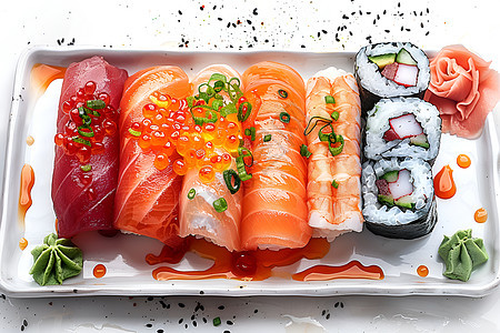 三文鱼和寿司背景图片