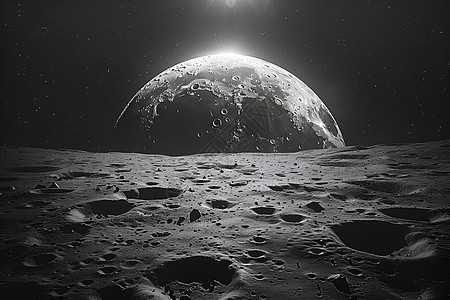 展示展板展示的月球表面插画
