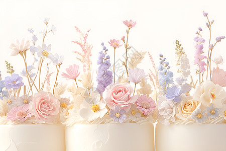 花朵装饰的蛋糕图片