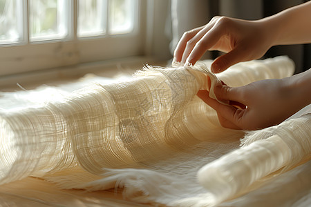 手工整理的纺织布图片
