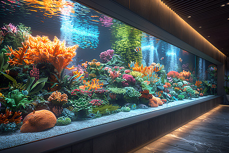 水族馆里的多彩鱼缸图片