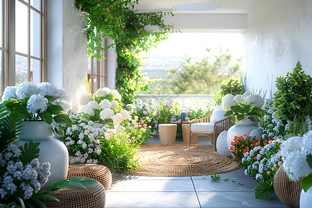 浪漫的阳台花园图片