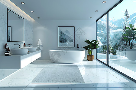 浴室墙角现代白色的浴室背景