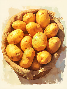 食材插画筐子里的土豆插画