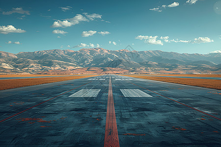 蓝天下的机场跑道图片