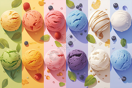 多彩的冰淇淋球图片