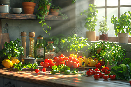 厨房的健康蔬菜图片