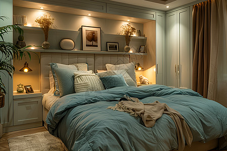 动漫大床素材温馨的卧室背景