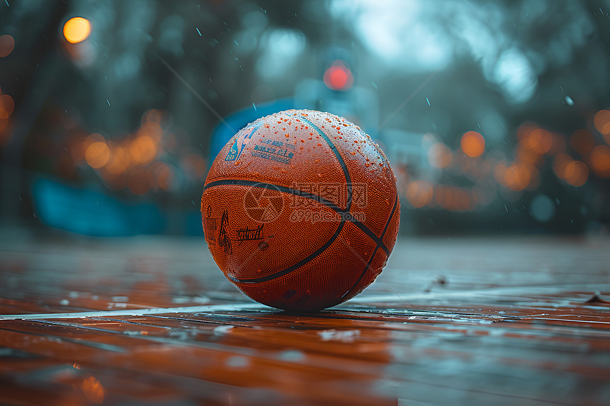 下雨中的篮球图片