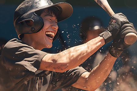 开心打棒球的男孩背景图片