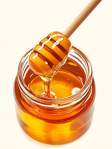 木勺上的蜂蜜图片