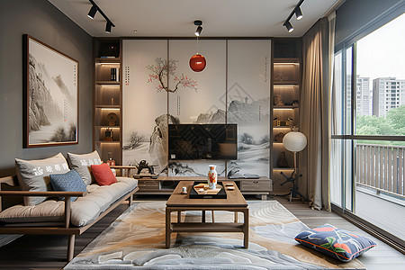 中式装饰的客厅图片