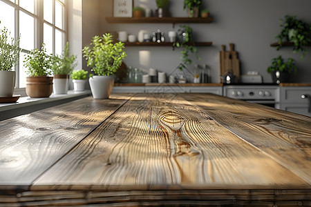 厨房的木桌子图片