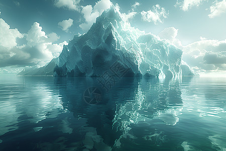 海洋中的孤独冰山图片