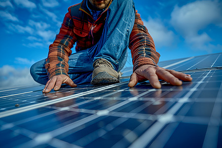 太阳能板素材太阳能板安装背景