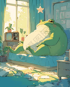 床上的胖青蛙图片