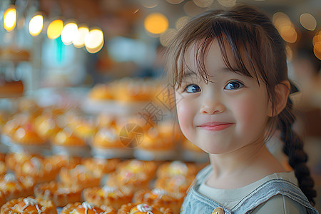甜品店里的小女孩图片