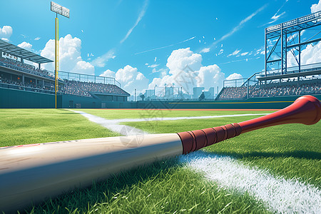 草地上的棒球棒图片