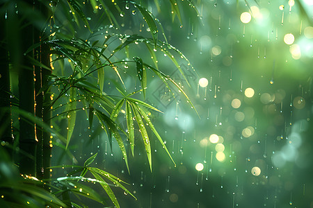 雨中的竹林图片