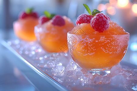 冰沙代金券摆放着水果的甜点背景