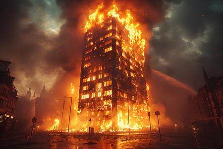 起火的高楼图片