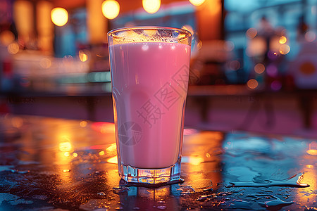 玻璃杯里的粉色液体图片