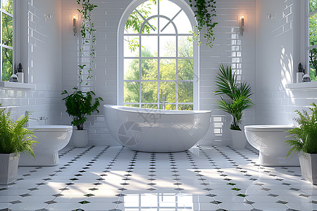洁白的现代浴室背景图片