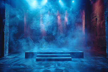 舞台上的蓝色烟雾图片