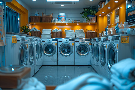 干洗店内的洗衣机图片