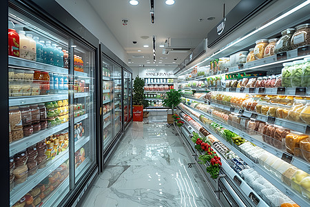冰柜超市里的生鲜柜子背景