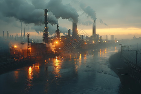 工厂排放的污染烟雾图片