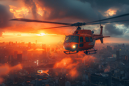 城市上空的直升机图片
